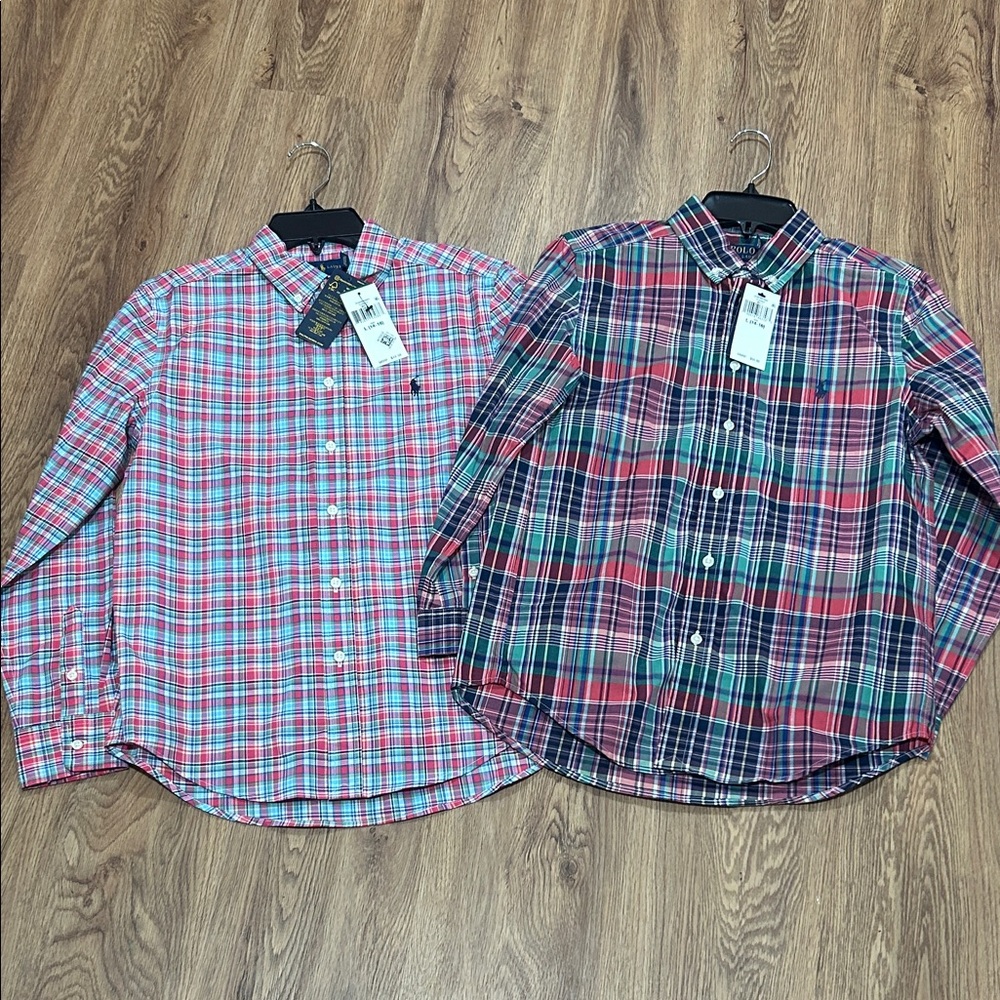 Two Boys Plaid Button-Down Shirt - Red and Blue